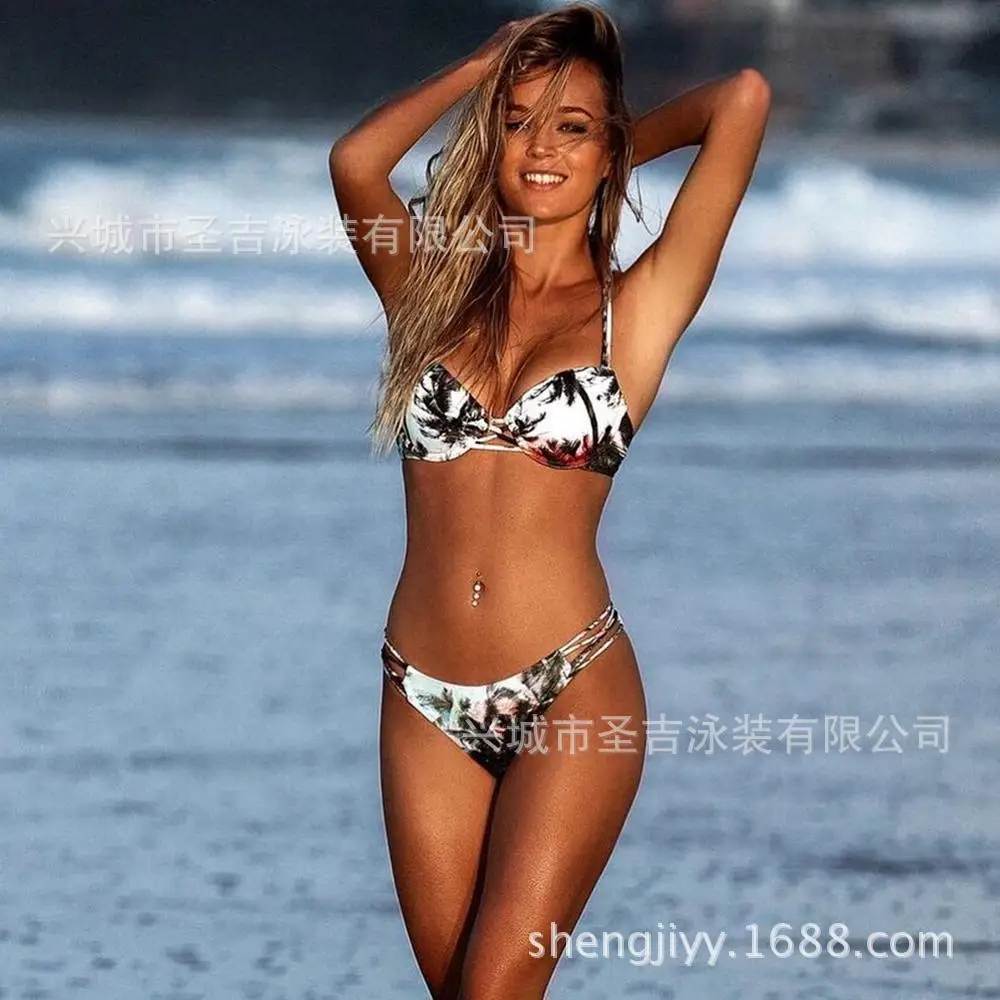 Новый стильный купальник Amazon с кокосовым принтом и галстуком Bikin|Купальники| |