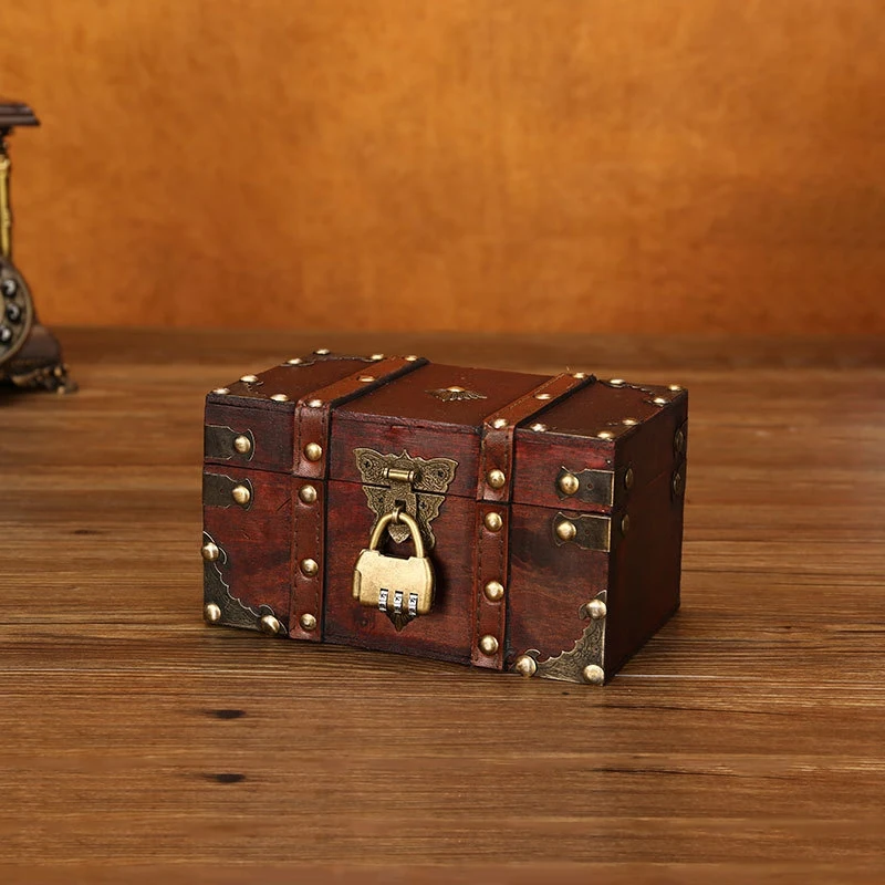 Ретро Сундук с замком винтажная деревянная коробка для хранения антикварный