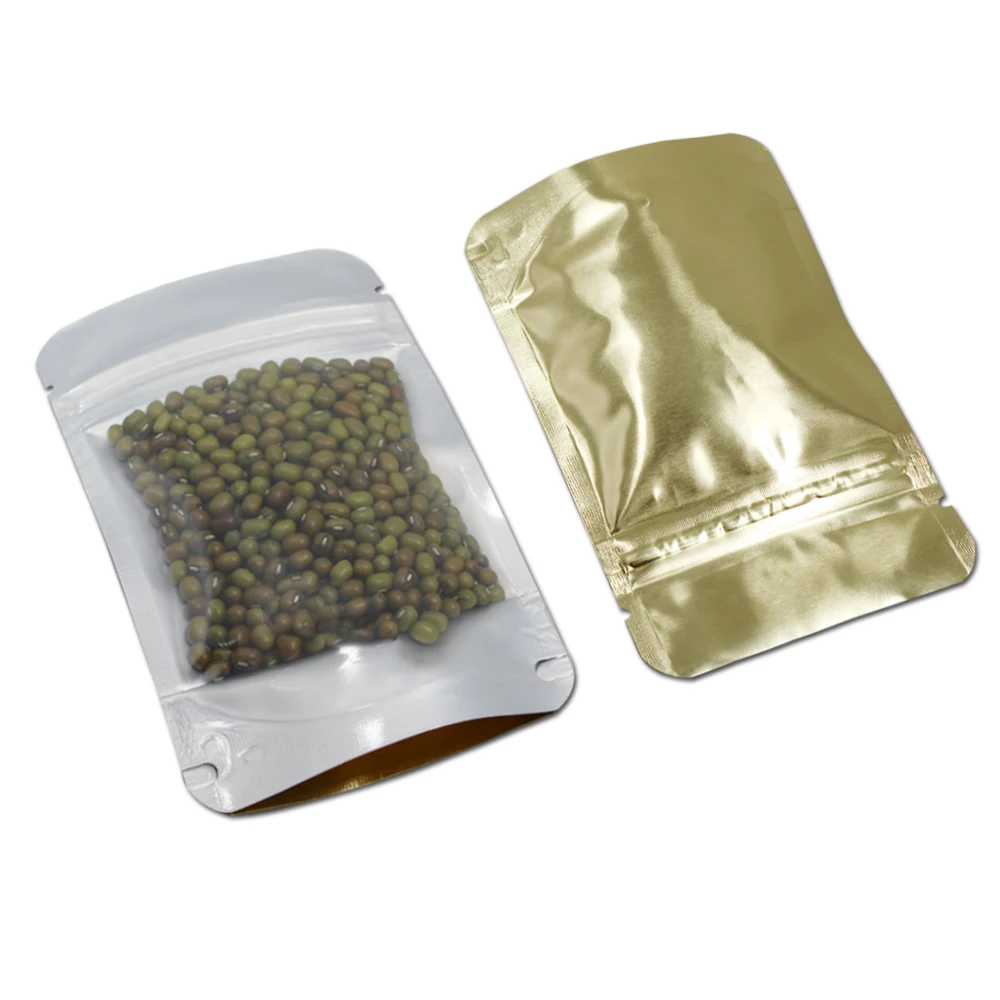 50 шт. застежка молния чистый алюминий фольга прозрачный золотой пакет для