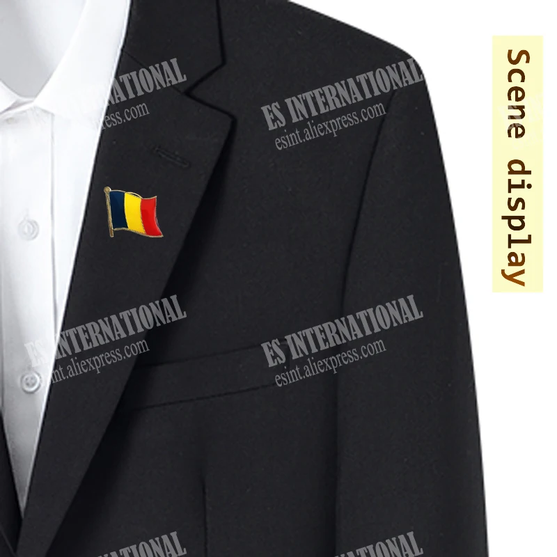 Romania National Flag Lapel Pins Crystal Epoxy Metal Enamel Badge Paint Brooch Souvenir Suit personality Commemorative | Дом и сад