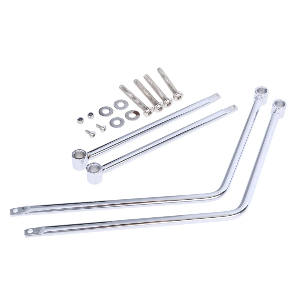

Chrome Heavy Metal Motorcycle Universal SaddleBag Support Bar Mount Brackets
