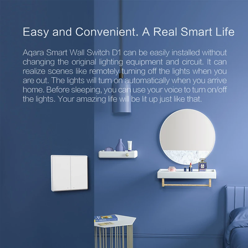 Настенный выключатель Aqara D1 ZigBee с дистанционным управлением работает