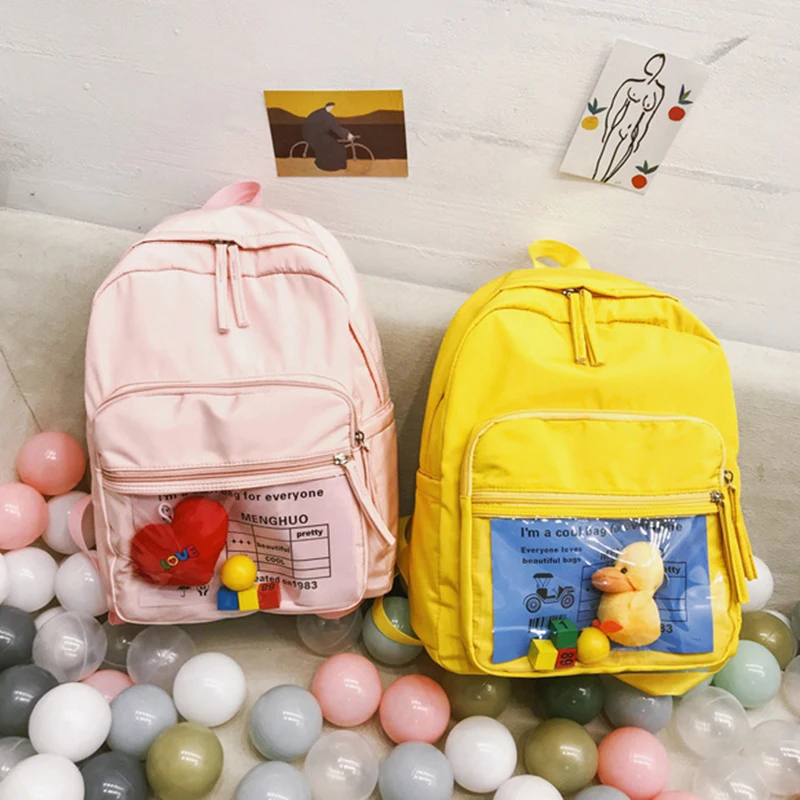 Harajuku нейлоновый женский рюкзак, женский простой прозрачный рюкзак для путешествий, милый водонепроницаемый рюкзак для девочек, повседневные школьные рюкзаки для студентов