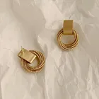 2020 Новые простые золотые металлические Многослойные Круглые серьги-гвоздики для женщин и девушек, украшения вечерние Ринок
