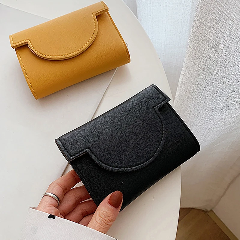 

Женский кошелек, женский кожаный складной кошелек для монет, короткий кошелек с застежкой, винтажный Модный Дамский кошелек для кредитных к...