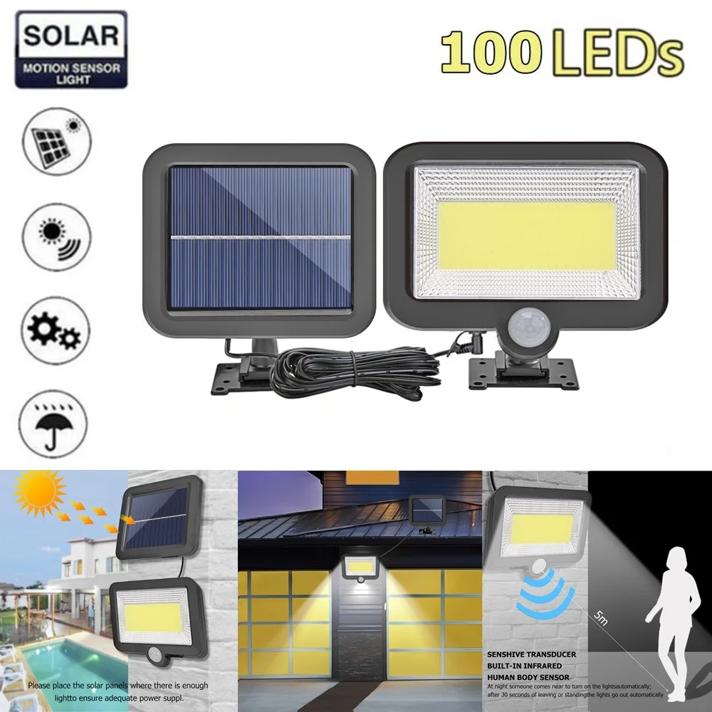 COB 56/100/120LED солнечный светильник на открытом воздухе Солнечный садовый движения PIR