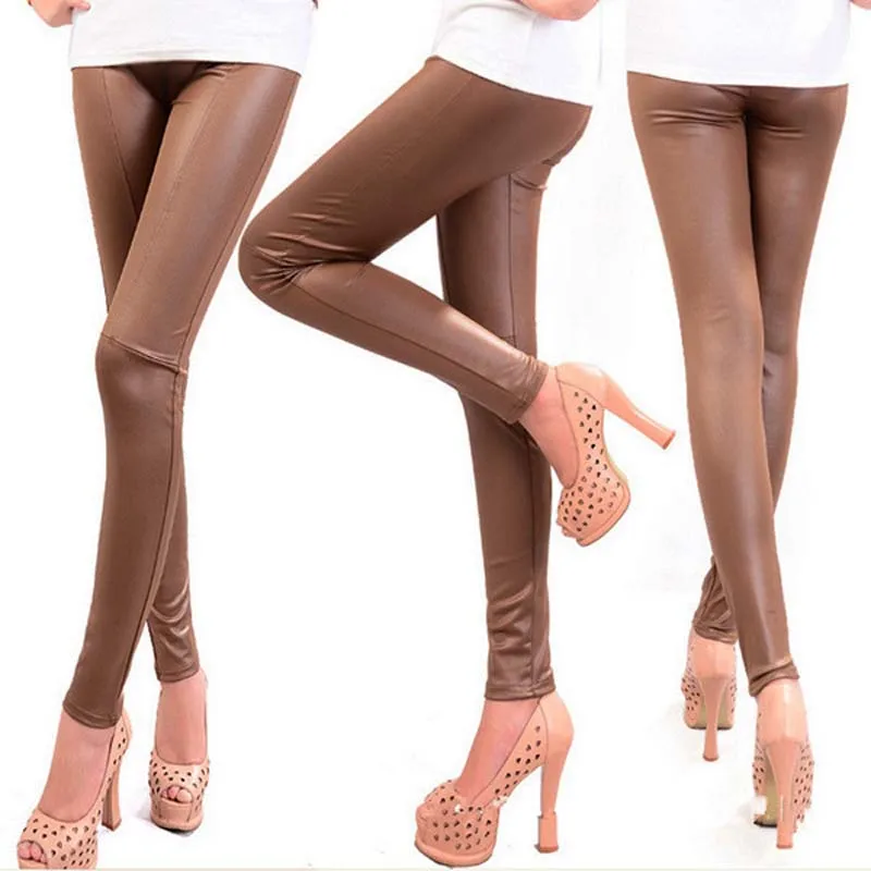 Осенне-зимние леггинсы из искусственной кожи для женщин женские брюки новые