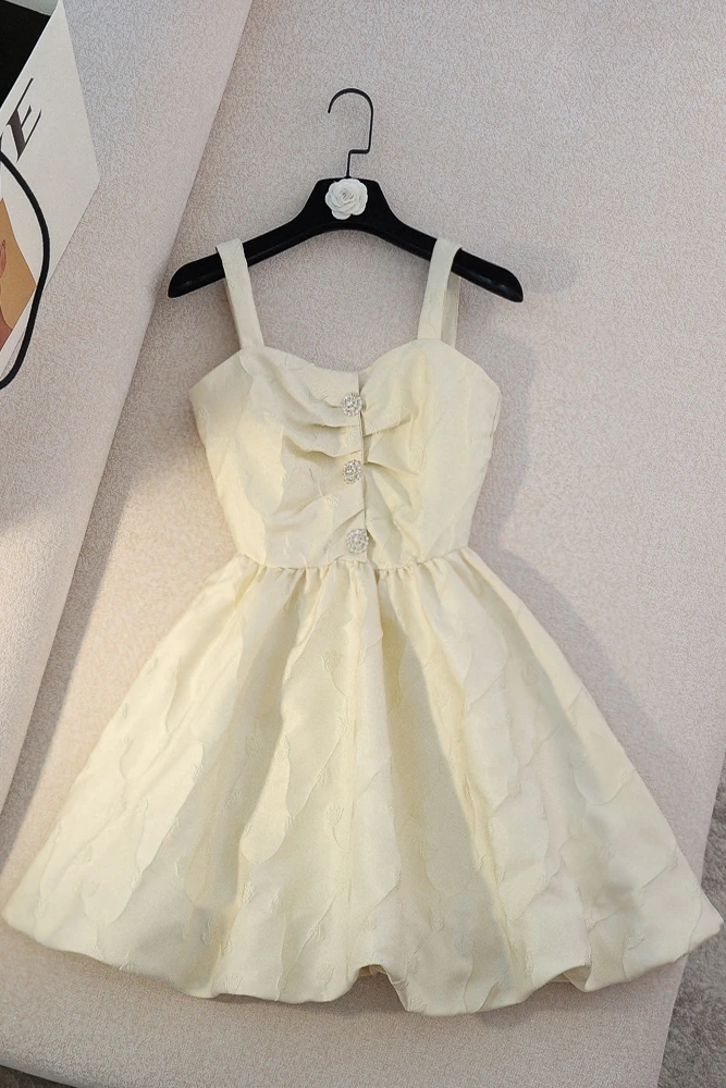 

2021 Summer New Cute Sexy Sling Rhinestone High Waist Jacquard Pettiskirt Temperament Fairy Dress for Women