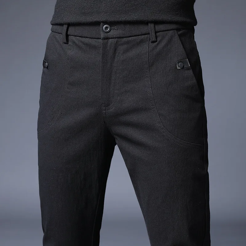 

2020 New Men's Pants Slim Casual Pants Full Length Fashion Business Stretch Trousers Male Brand Pants Black Blue Pantalones