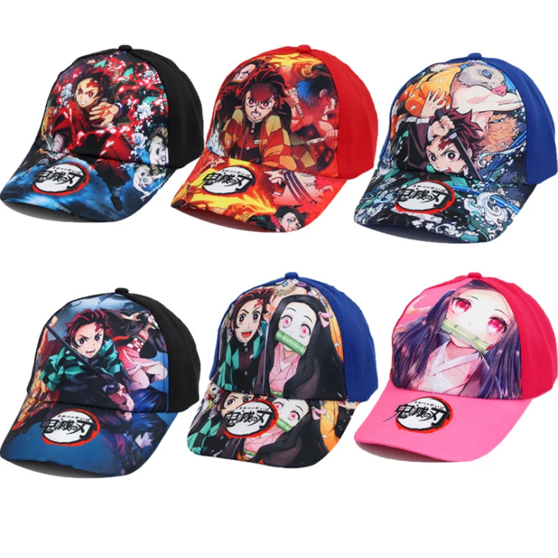 

Anime Demon Slayer Cap Adult Baseball Hat Evil Kimetsu no Yaiba Printing Cosplay Costumes Accessories Trucker Hat Anime Props