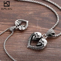 3040mm goldsilver color goth heart skull pendant necklace for men stainless steel 316l 2020 halloween couple friends gift