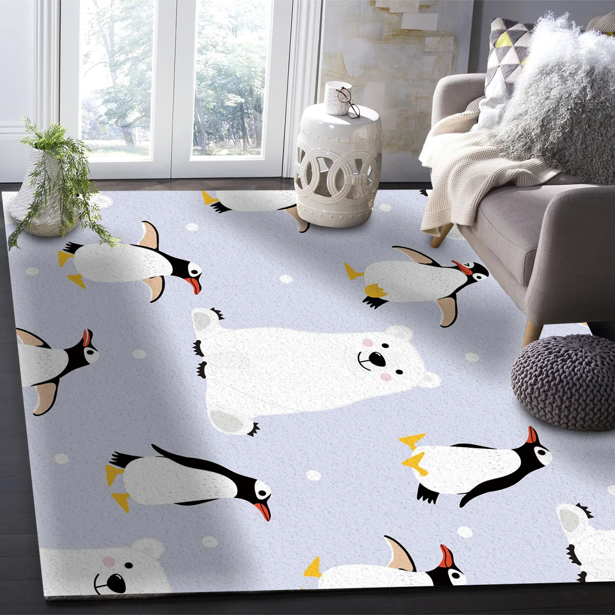 Мультяшные ковры с изображением белого медведя пингвина для кровати гостиной