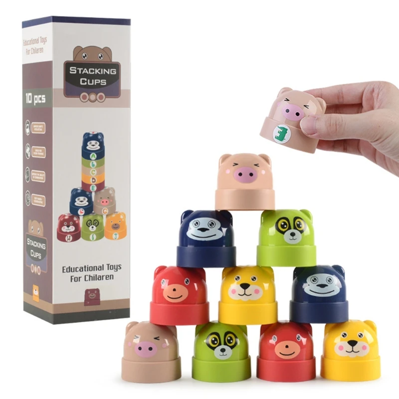 

Деревянная Радужная башня с животными, игрушка, домино, настольная игра, Монтессори, обучающая детская игрушка