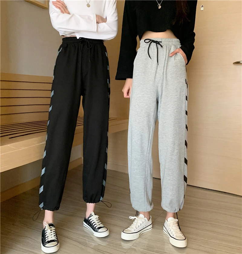

Gray Sports Pants Female Loose Tappered Autumn 2020 New Korean Style Slimming and All-Matching Casual Sweatpants Straight Pants
