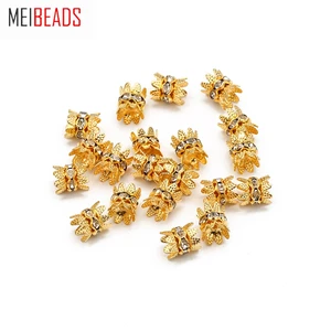 MEIBEADS 20 шт.лот милые Бусины Корона колпачки золотой цвет серебряный цвет аксессуары скользящие разделительные бусины колпачки для изготовления ювелирных изделий UF7615