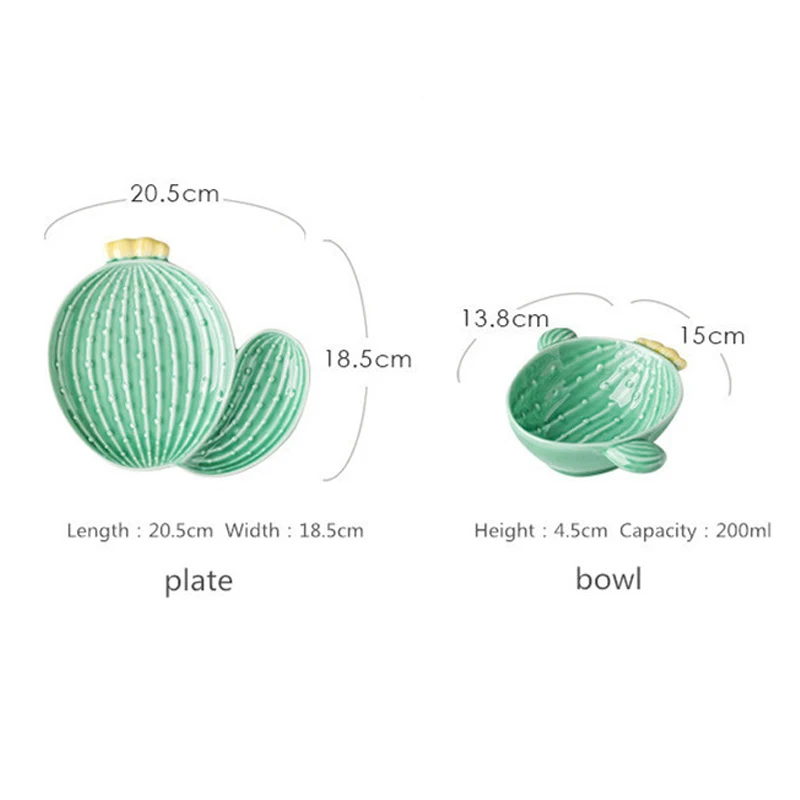 

Cactus Shaped Ceramic Dish Ceramics Creative Heterogeneous Plant Storage Tray Cute Children's Tableware Kitchen Decoration Plate