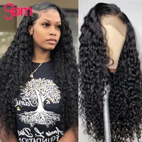 wet and wavy lace front wig 30 inch deep wave frontal wig transparent lace t part brazilian deep lace front curly human hair wig
