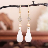 chinese earrings for women vintage dangle drop women earrings natural stone earrings luxury jewelry hanfu accessories gift