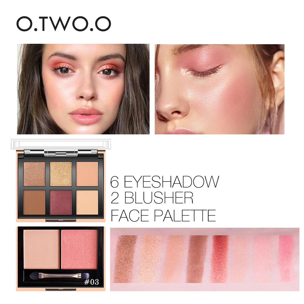 

O.TWO.O Professional Blush Eyeshadow Integrated Tray Pearlescent Matte Lasting Brighten Whiten Repair Portable Makeup Cosmetics