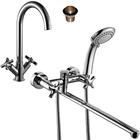 Комплект смесителей Rossinka Silvermix для раковины и ванны, с душем, хром