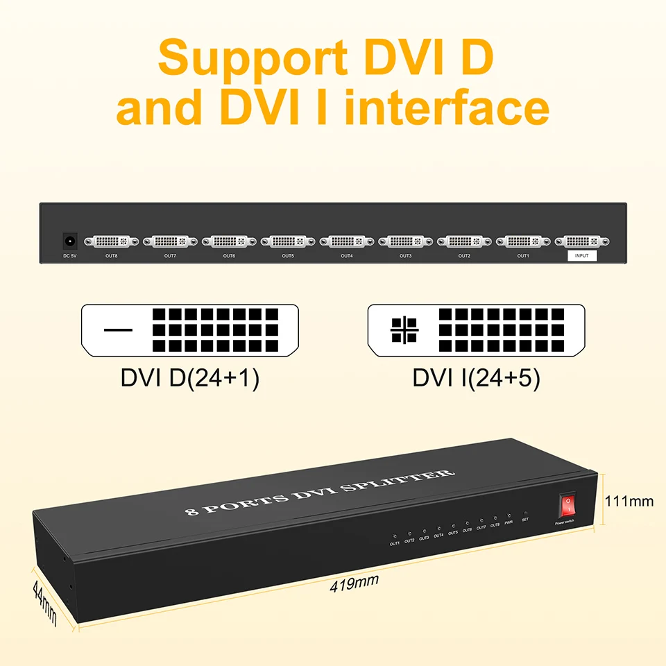 Разветвитель DVI 1x8 8 портов распределение 1 вход выход поддержка нескольких
