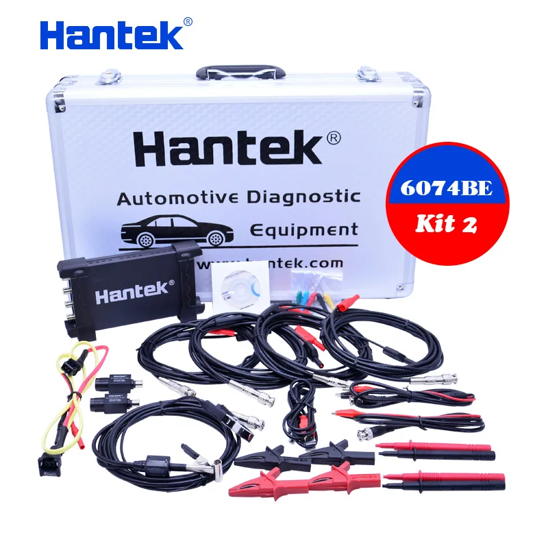 6074BE Kit II Hantek автомобильный Осциллограф портативный осциллограф ПК 6074BE USB 2,0 интерфейс 4CH 70 МГц Стандартный оснащен более 80 типов - Цвет: 6074BE Kit II