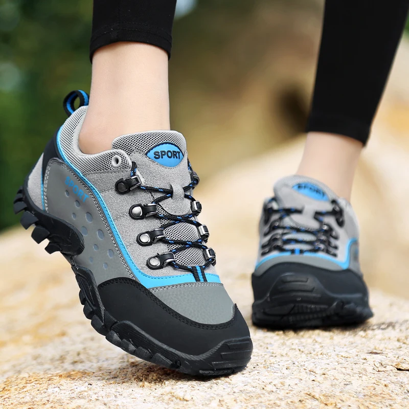 JIEMIAO Outdoor Trekking Shoes Couple Hiking Shoes Men Top Quality Waterproof Non Slip Protect Toe Lovers Camping Shoes Men