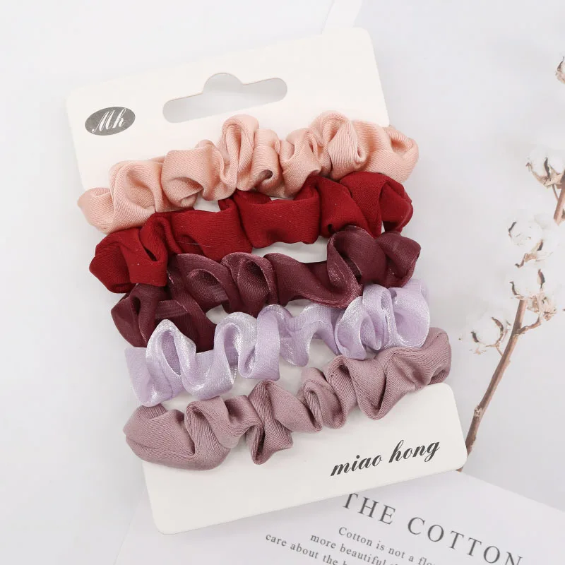 

Free 5Pcs/Set Shiny Women Organza Scrunchies Pack Elegant Solid Color Stain Silk Hairband Set Hair Rope Girls Hair Accessories