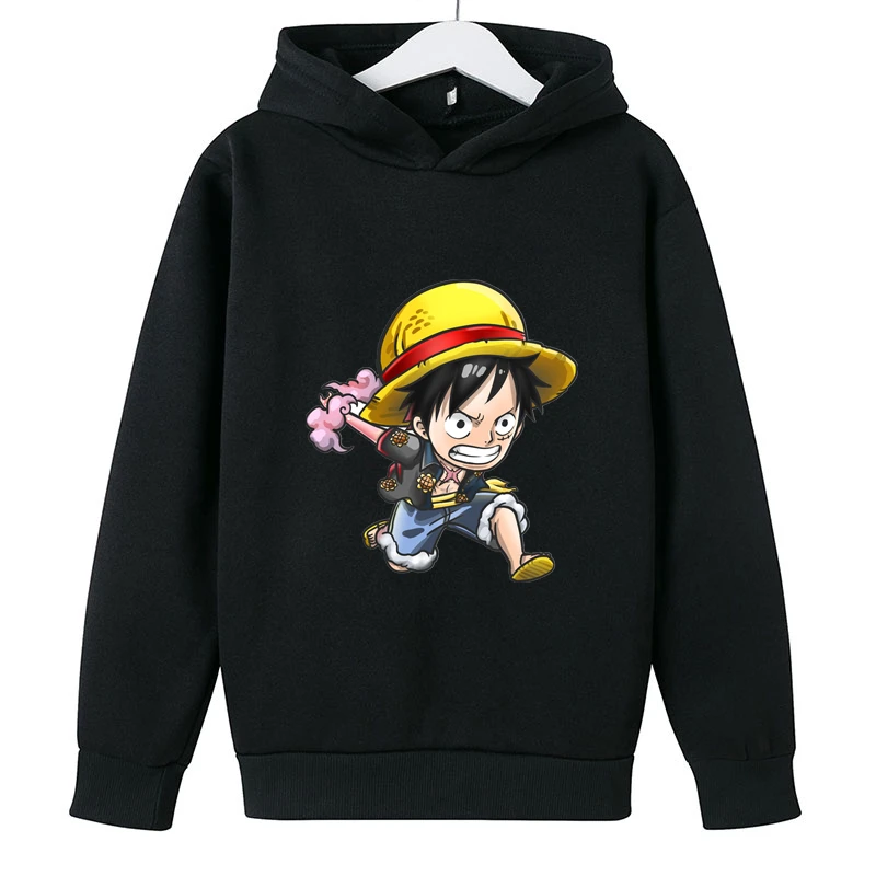 

One Pieces Luffy Hoodies Sweatshirts Boys and Girls Fashion Red Black Gray Pink Autumn Winter Hoody Kids Brand Casual Tops