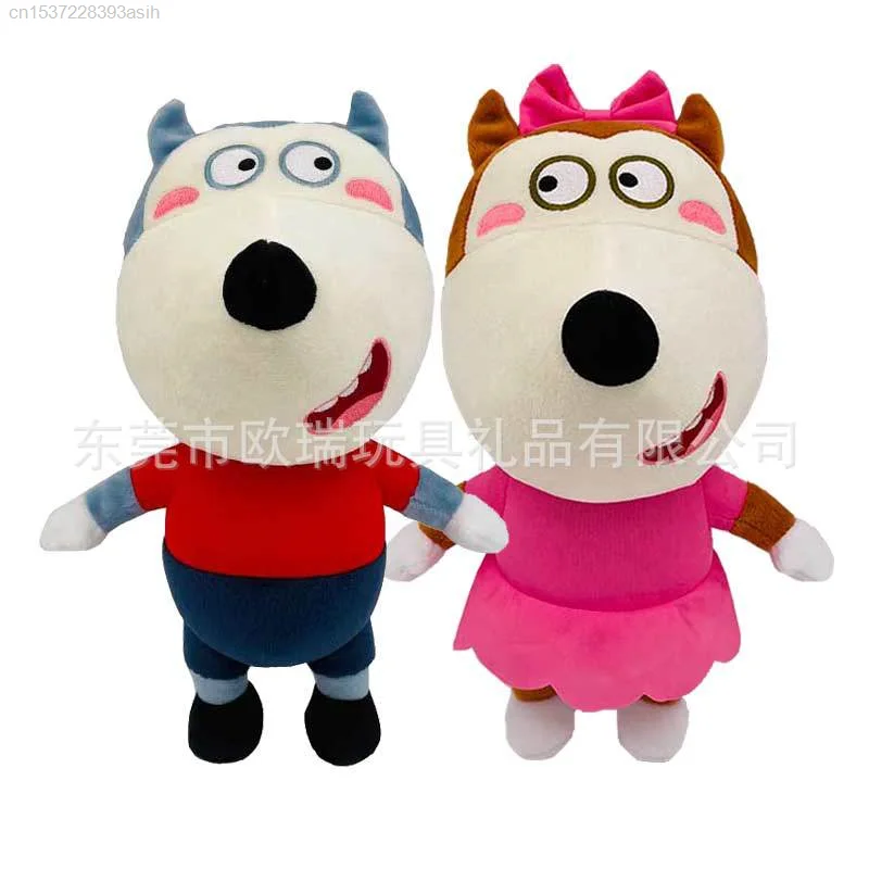 2 unids/set 30cm Anime Wolfoo familia juguetes de peluche Lucy suave Peluche de juguete mu&ntilde;ecas para ni&ntilde;os ni&ntilde;as Fans regalos-0