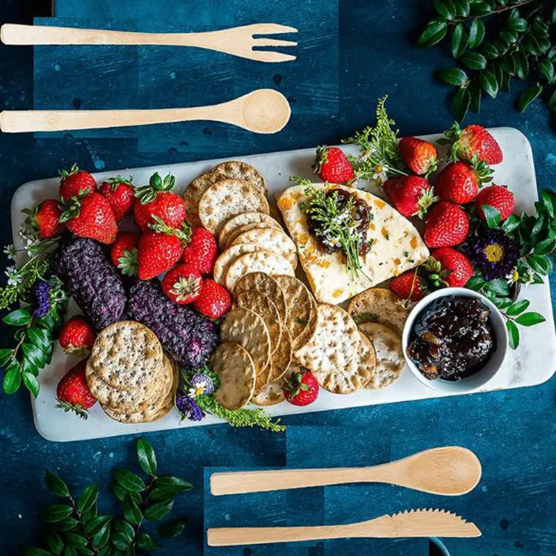 6 Pcs/ Set Reusable Bamboo Cutlery Portable Tableware Wooden Fork Spoon Knife With Bag For Travel Utensi | Дом и сад