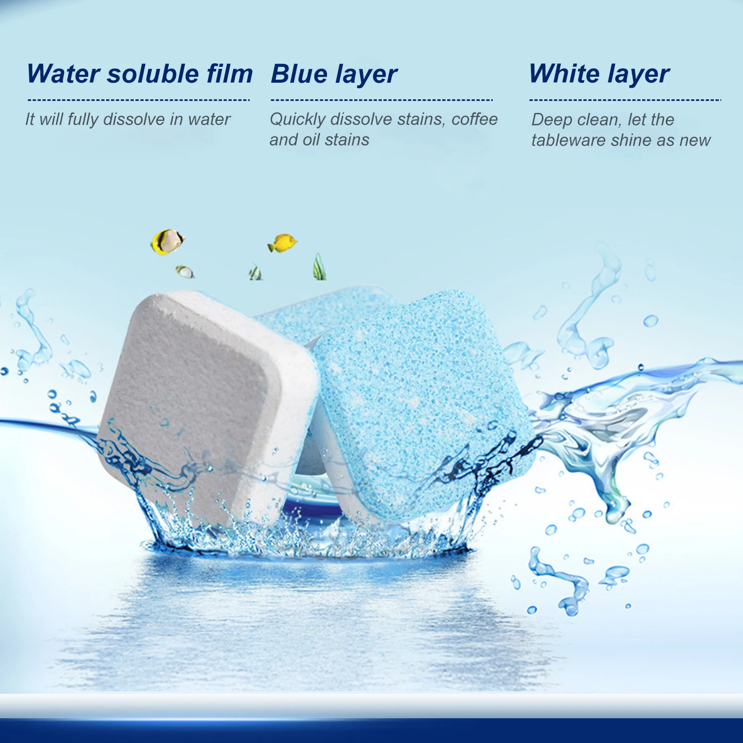 Шипучие таблетки для мытья посудомоечной машины Глубокая очистка удаление