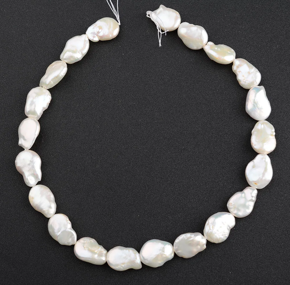 Натуральный белый жемчуг Кеши 15x20 мм Необычные Бусины россыпью нитка 15 дюймов |