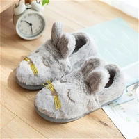 winter warm rabbit ears slippers women cute cartoon bunny slides ladies non slip thick cotton shoes indoor soft bottom slippers