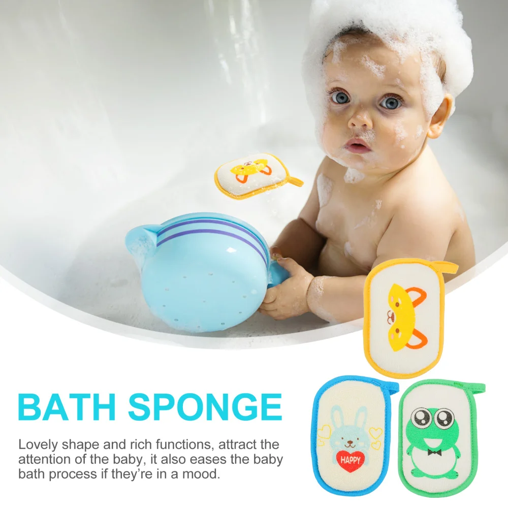 

3pcs Lovely Cartoon Baby Towel Kids Infant Toddler Shower Comfortable Scrubber
