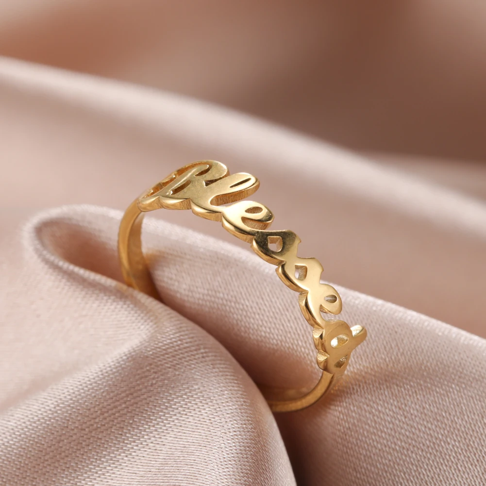 Skyrim Religious Blessed Stainless Steel Rings for Women Good Hope Pray Gold Color Birthday Jewelry Gifts Wholesale 2022 | Украшения и