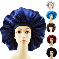 big size silk sleeping cap night hat head cover bonnet satin cheveux nuit for curly hair care women beauty maintenance designer