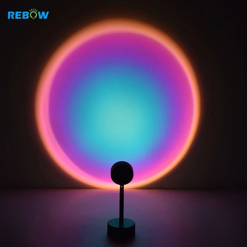 

Rainbow Sunset Projector Lamp Led Night Light Home Shop Background Wall Decoration