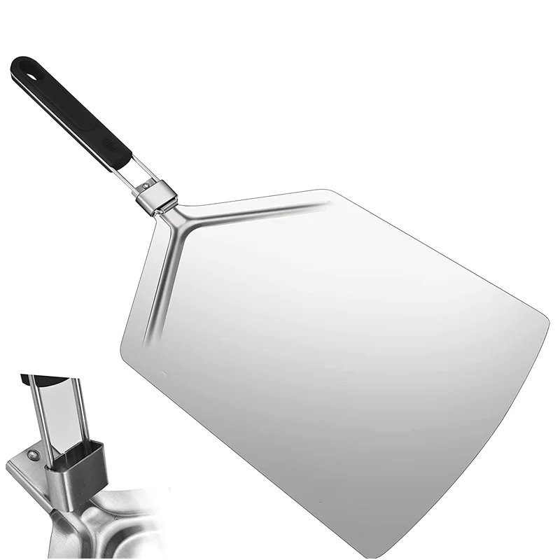 

Stainless Steel Folding Handle Pizza Peel Large Pizza Paddle Cake Lifter Pastry Shovel