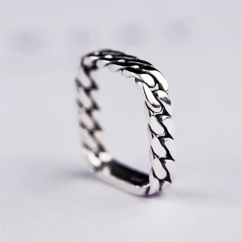 

Season Gate Silver Color Geometric Personality Thai Silver Wave Weaving Adjustable Size Open Rin SR193