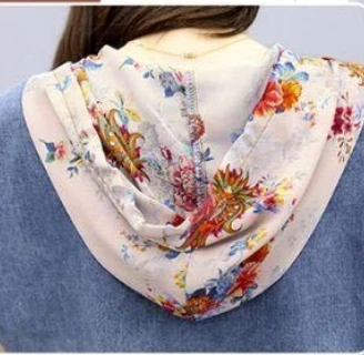 

Casual Jean Suit For Women Contrast Korean Tracksuit Hooded 2 Piece Set Top And Pants Denim Women's Tracksuits Matching Sets