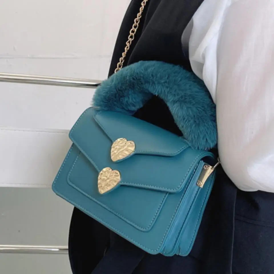 

Elegant Female Plush Tote bag 2020 Fashion New High quality PU Leather Women's Designer Handbag Chain Shoulder Messenger Bag