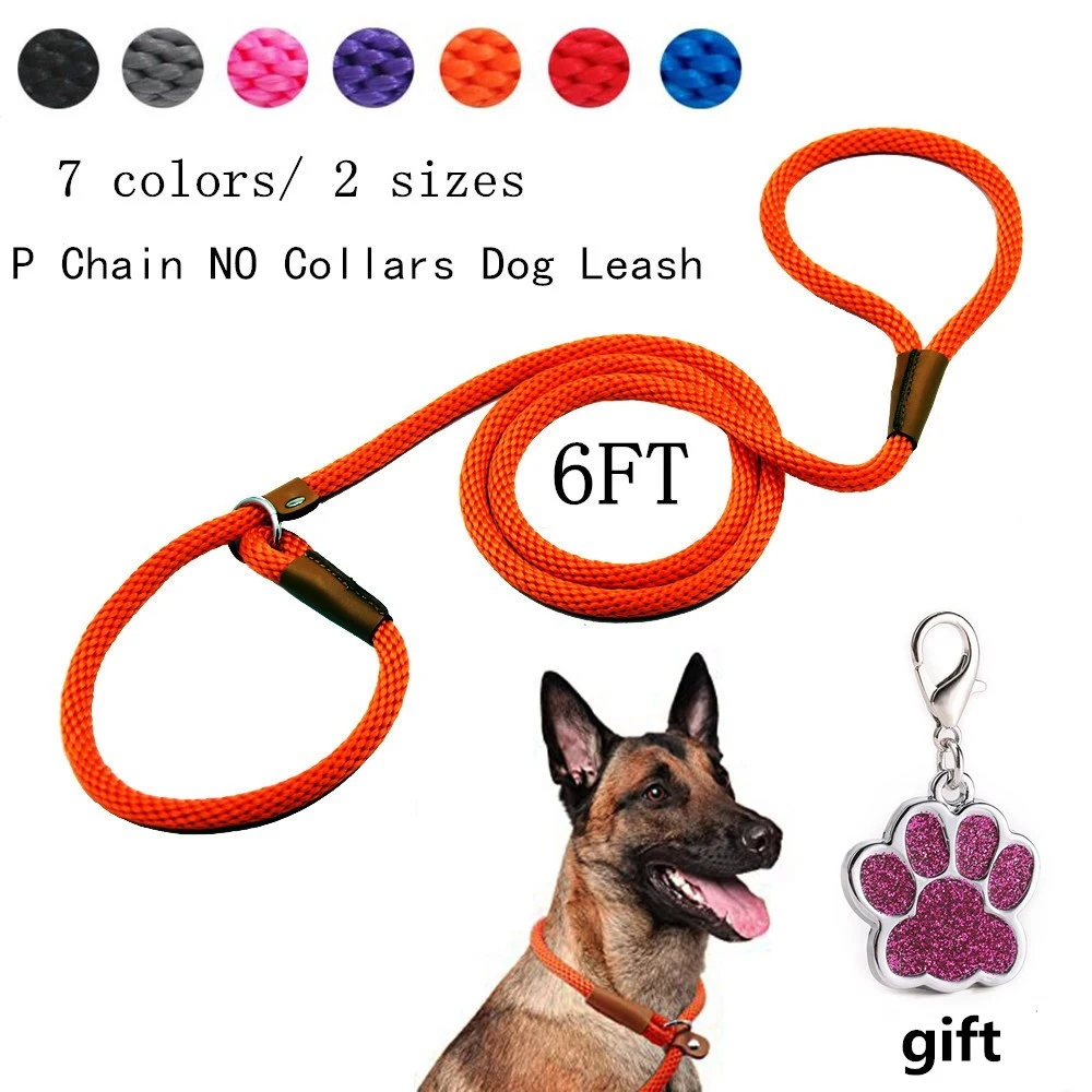 

Dog Collar P Chain Dog Leash Adjustable Slip Collar Pet Walking Leads Genuine Leather Dog Rope Traction Medium and Large Dogs