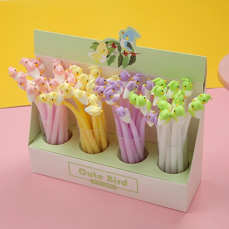 

4 Pcs Novelty Gel Pen 0.5mm Blue Gel Pen Cartoon Parrot Novelty Pen for student