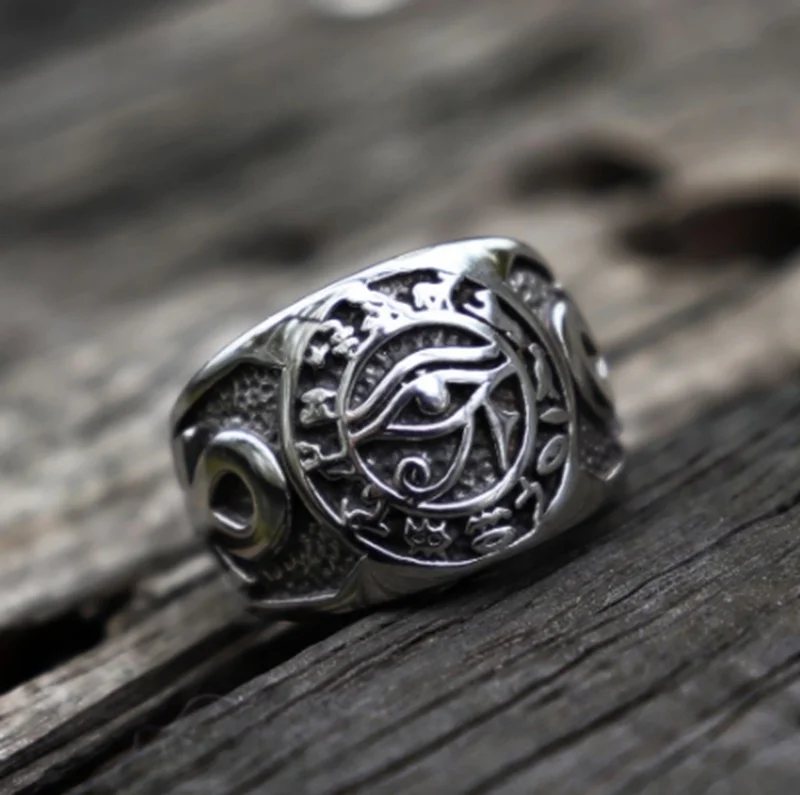 Мужское кольцо Juno с египетским фараоновым глазом амулетом хора мотоциклистом