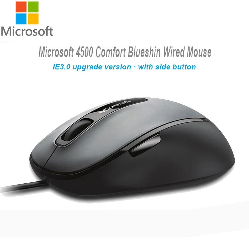 Microsoft 4500 Удобная синяя USB 2 0 Компьютерная мышь 1000 dpi Подлинная технология Bluetrack