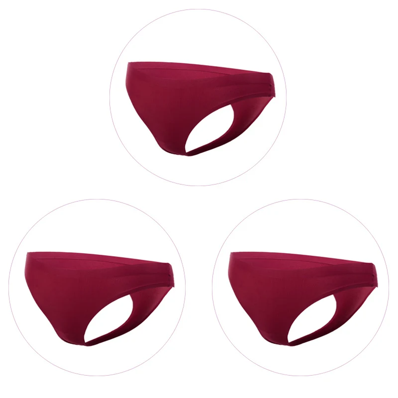 3Pcs-WineRed 3 шт./упак. женские стринги Бесшовные шелк женские сексуальные трусики Большой размер дамские стринги трусы женское сексуальное нижнее белье - Цвет: 3Pcs-WineRed