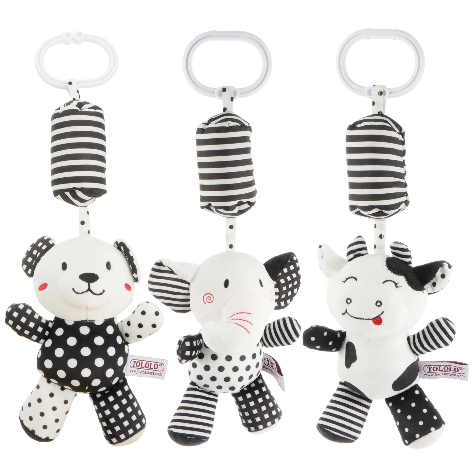 

3 Pcs Adorable Stroller Pendants Rattle Pendants Bells (Black White)