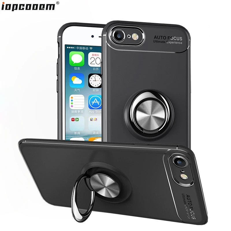 Чехол для iphone 6 6S 7 8 Plus противоударный с кольцом на палец магнитный держатель