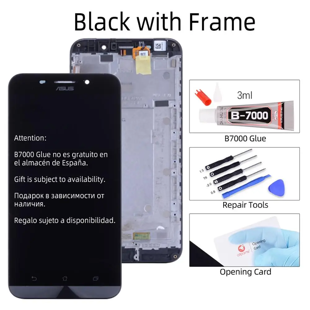 Дисплей для ASUS Zenfone Max ZC550KL LCD в сборе с тачскрином на рамке черный белый - Цвет: with Frame Black